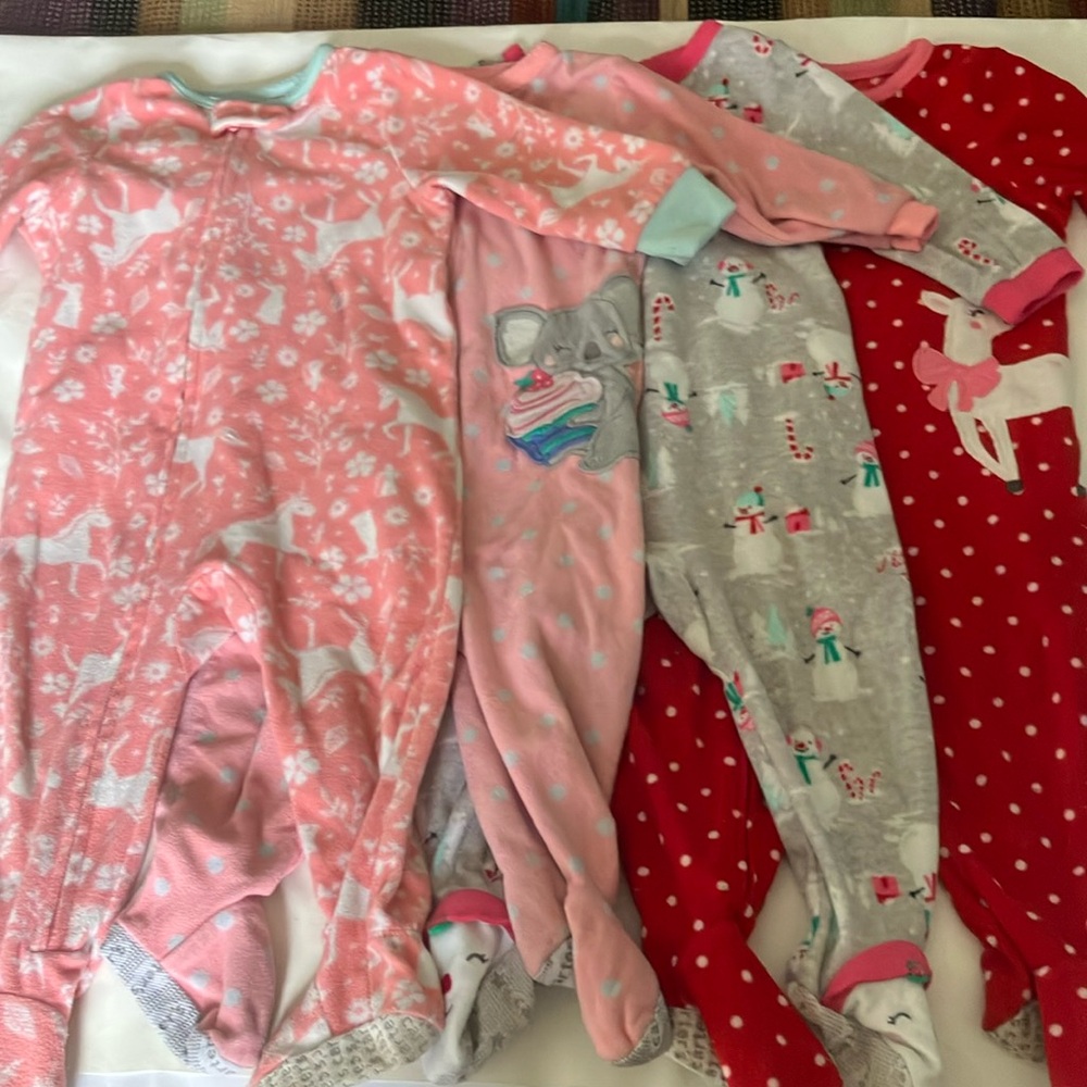 Carter's Pink and Gray Footies Soft One Pieces